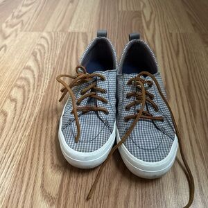 Plaid Canvas Sneakers with Brown Laces
